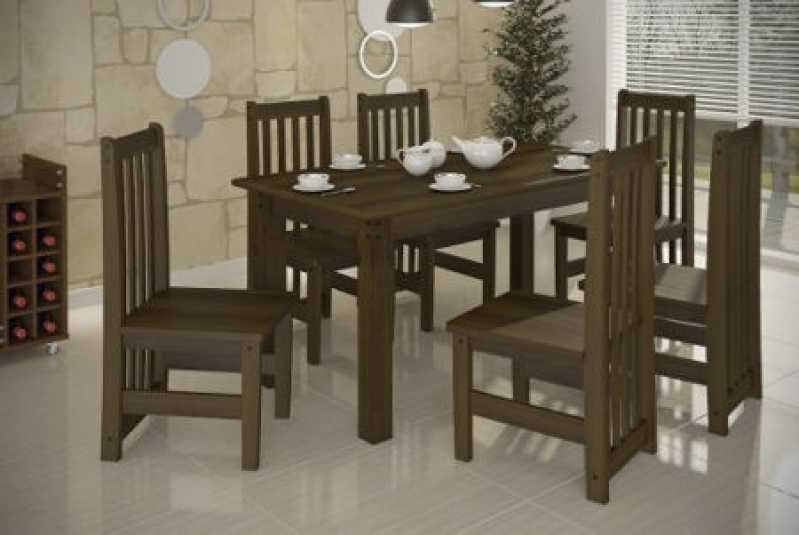 Madeira Madeira Mesa de Jantar com 6 Cadeiras Valor Vila Suzana - Madeira Madeira Mesa de Jantar com 6 Cadeiras