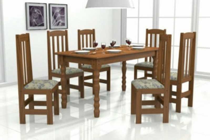 Mesa de Jantar com 6 Cadeiras Madeira Salesópolis - Mesa Jantar Redonda Madeira