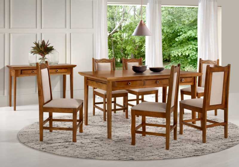 Mesas de Jantar com 6 Cadeiras Madeira Vila Mazzei - Mesa de Jantar Redonda Madeira